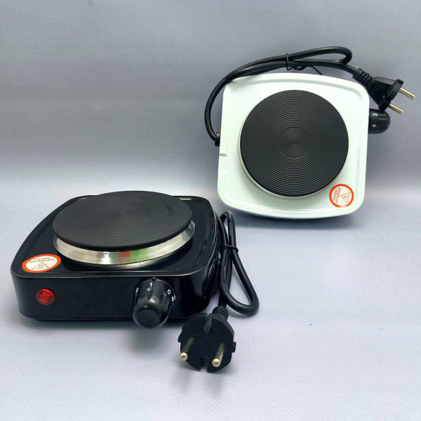 Электрическая настольная плита (одноконфорочная) HOT PLATE H-009 (220V, 500W, световой индикатор, 5 уровней мощности, чугунный диск 105мм), Белый цвет